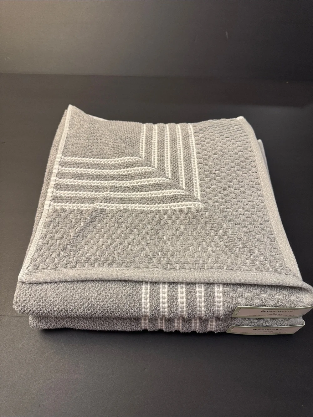 4pc Ecoexistence Melange Gray Waffle Weave Bath Towel Set - Waterless Coloring